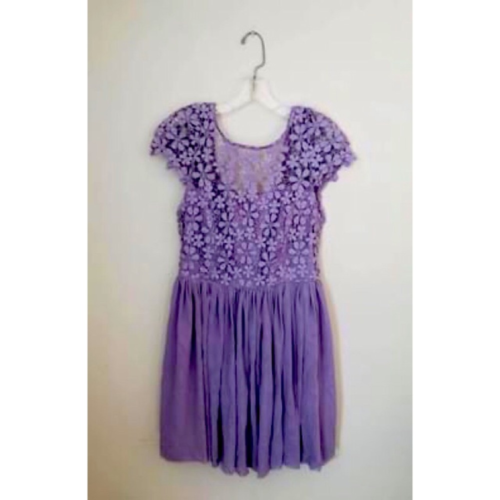 Xenia Boutique Purple Floral Lace Dress